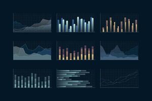 various charts on blue back in set vector