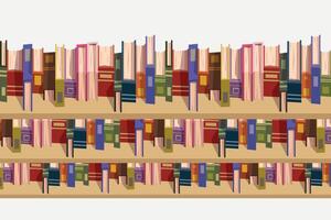 top view on book shelves on white vector
