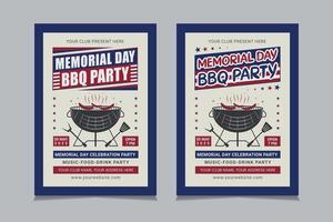 Memorial Day BBQ flyer template vector