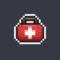 first aid bag in pixel art style vector