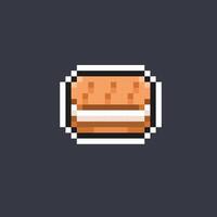 biscuit with cream in pixel art style vector