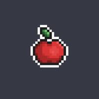 apple fruit in pixel art style vector