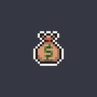 money bag in pixel art style vector