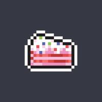 strawberry cake in pixel art style vector