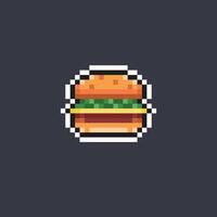 burger food in pixel art style vector