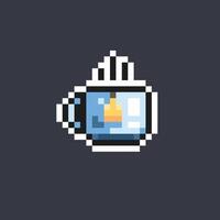 tea cup in pixel art style vector