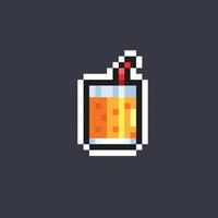 orange juice in pixel art style vector