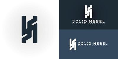Abstract initial rectangle letter SH or HS logo in deep blue color isolated on multiple background colors. The logo is suitable for construction company icon logo design inspiration templates. vector