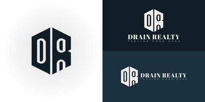 resumen inicial hexágono letra Dr o rd logo en profundo azul color aislado en múltiple antecedentes colores. el logo es adecuado para real inmuebles y construcción empresa icono logo diseño inspiración vector