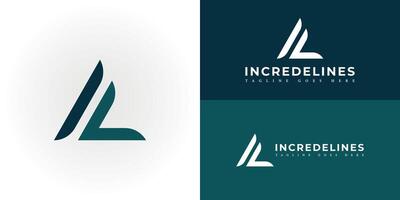 Abstract initial triangle letter IL or LI logo in deep blue-green color isolated on multiple background colors. The logo is suitable for sports gym company icon logo design inspiration templates. vector