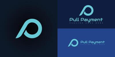 Abstract initial rounded letter P or PP logo in blue color isolated on multiple background colors. The logo is suitable for online payment service icon logo design inspiration templates. vector