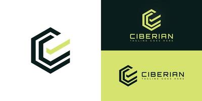 Abstract initial hexagon letter C or CC logo in deep green color isolated on multiple background colors. The logo is suitable for cyber security company logo design inspiration templates. vector