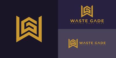 Abstract initial letter WG or GW logo in luxury gold color isolated on multiple background colors. The logo is suitable for property and real estate company icon logo design inspiration templates. vector