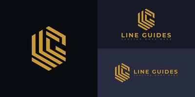 Abstract initial hexagon letter LG or GL logo in gold color isolated on multiple background colors. The logo is suitable for property and real estate company icon logo design inspiration templates. vector