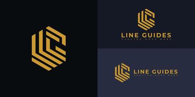 Abstract initial hexagon letter LG or GL logo in gold color isolated on multiple background colors. The logo is suitable for property and real estate company icon logo design inspiration templates. vector