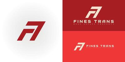 Abstract initial letter FT or TF logo in red color isolated on multiple background colors. The logo is suitable for sport and transportation business services icon logo design inspiration templates. vector