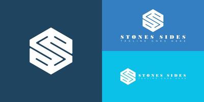 Abstract initial hexagon letter S or SS logo in blue color isolated on multiple background colors. The logo is suitable for property and construction company icon logo design inspiration templates. vector