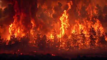 massif forêt Feu engloutissant des arbres video