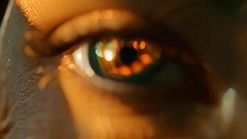 ein Iris Scanner Scannen das einzigartig Muster von ein Einzelpersonen Auge zu gewähren Zugriff zu beschränkt Bereiche. video