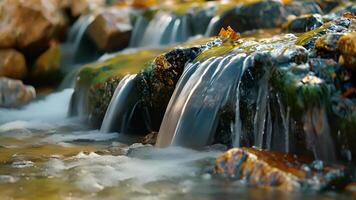 The soft gurgling sound of water flowing over a rocky streambed lulling you into a deep and peaceful slumber. video