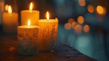 il scoppiettante suono di il candele miscele con il dolce ronzio di conversazione la creazione di un' tranquillo, calmo e intimo ambientazione per il officina. video