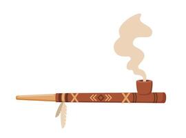 Traditional Native American Peace Pipe. Smoking pipe. vector