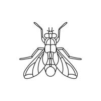 fly insect outline icon.fly line art illustration. Doodle line graphic design. Black and white drawing insect. vector