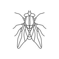 fly insect outline icon.fly line art illustration. Doodle line graphic design. Black and white drawing insect. vector