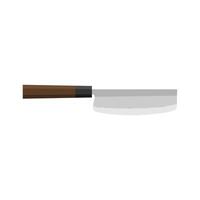 Sushikiri or sushi knife. Japanese kitchen knife flat design illustration isolated on white background. A traditional Japanese kitchen knife with a steel blade and wooden handle. vector