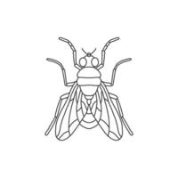 fly insect outline icon.fly line art illustration. Doodle line graphic design. Black and white drawing insect. vector