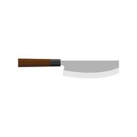 Sushikiri or sushi knife. Japanese kitchen knife flat design illustration isolated on white background. A traditional Japanese kitchen knife with a steel blade and wooden handle. vector