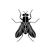 fly black and white illustration. Flat fly icon symbol sign from modern animals collection for mobile concept and web apps design vector