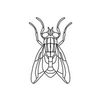 fly insect outline icon.fly line art illustration. Doodle line graphic design. Black and white drawing insect. vector