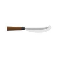 kujira hocho japanese kitchen knife flat design illustration isolated on white background. A traditional Japanese kitchen knife with a steel blade and wooden handle. vector