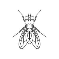 fly insect outline icon.fly line art illustration. Doodle line graphic design. Black and white drawing insect. vector