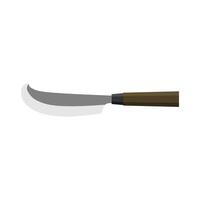 kujira hocho japanese kitchen knife flat design illustration isolated on white background. A traditional Japanese kitchen knife with a steel blade and wooden handle. vector