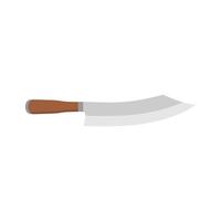 Hakata Bocho or Bunka Bocho. Japanese kitchen knife flat design illustration isolated on white background. traditional Japanese kitchen knife with a steel blade and wooden handle. vector