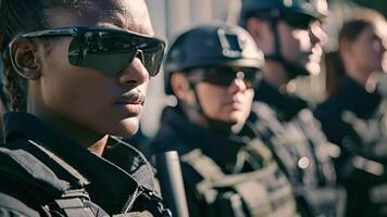 A group of private security agents working side by side with public security personnel to provide a stronger presence and increased protection for the community. video
