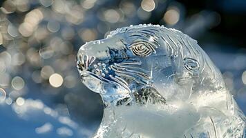 en forma de animal hielo esculturas rango desde juguetón focas a majestuoso polar osos agregando un toque de capricho a el frígido ambiente. video