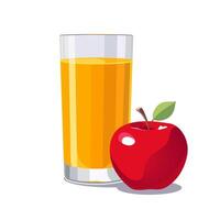 lleno vaso de amarillo recién y sano exprimido manzana jugo aislado en blanco antecedentes. ilustración en plano estilo con dietético beber. verano clipart para tarjeta, bandera, volantes, póster diseño vector