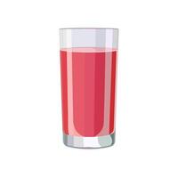 Full glass of pink juice isolated on white background. illustration in flat style with drink. Clipart for card, banner, flyer, poster design vector