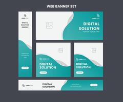 Web banner pro template design set layout with photo and text space. gradient teal. Business advertising set design template. Vertical, horizontal, square banners standard size vector