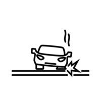 coche accidente icono. coche choque icono. roto neumático, automóvil transporte neumático chocar, roto rueda vector