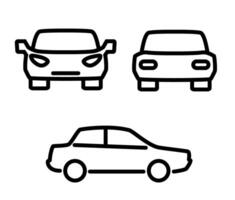 Front, back and side car projection set. Flat illustration for designing icons. Transport concept vector