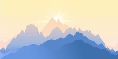 Rocky terrain natural landscape for scenery. with mountains and alpine peaks. Monochrome blue landscape vector