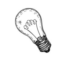 Hand draw light bulb. Sketch style icon. Isolated on white background vector