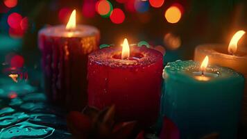 The vibrant colors of the movie are enhanced by the natural lighting of the candles and the warmth of the fire. video