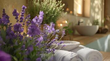 A rejuvenating massage in the lavenderscented spa enveloping guests in a sense of deep relaxation and serenity. video