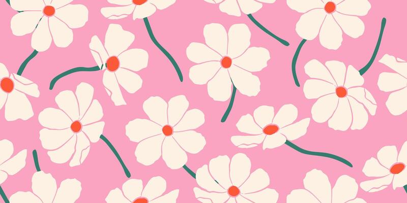 Exotic hand drawn flowers, seamless patterns with floral for fabric, textiles, clothing, wrapping paper, cover, banner, home decor, abstract backgrounds.