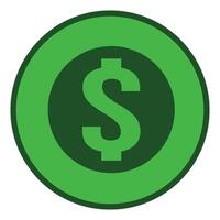 Dollar coin green icon vector